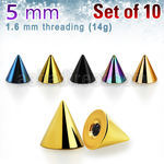 xcnt5g pack 10 conos acero quirurgico anodizado 5mm rosca venta