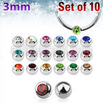 xdpbc3 pack 10 bolas anillos cierre acero 316l 3mm cristal bisel enjaja anillos distribuidor mayorista