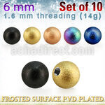 xfobt6g pack 10 bolas acero 316l pvd 6mm superficie efecto esmerilado rosca distribuidor mayorista