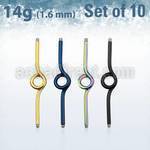 xintb14g pack 10 barras barbell industrial loop con aro acero 316l anodizado rosca mayorista