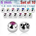 xjb6ho pack 10 bolas 6mm acero 316l orificio traves horizontal cristal bisel rosca distribuidor