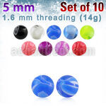 xmbbal5 set 10 bolas acrilicas marmoladas 5mm rosca al por mayor