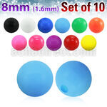 xsab8 set 10 bolas acrilicas 8mm colores solidos rosca venta