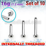 xtrlbic set 10 labret tragus acero 316l base redonda 2 5mm rosca interna distribuidor