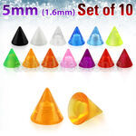 xuvcn5 set 10 conos acrilico uv 5mm rosca al por mayor