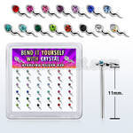 yxsmm36 caja unidades piercing nariz doblarlo tu mismo plata esterlina parte superior espermatozoide cristal colores variados