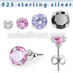 zzrdm par piercing oreja calidad premium plata estampada zirconita cubica redonda engastada